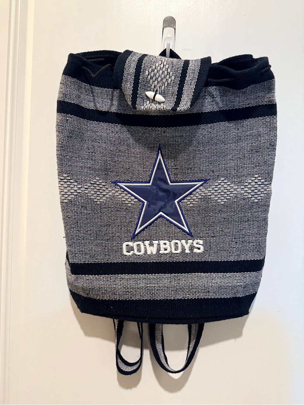 NFL Dallas Cowboys woven/boho Backpack in Gray and Navy Blue-NEVER USED